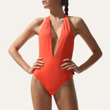 Plunge Swimsuit Coral