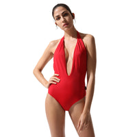 Plunge Swimsuit Red Coral